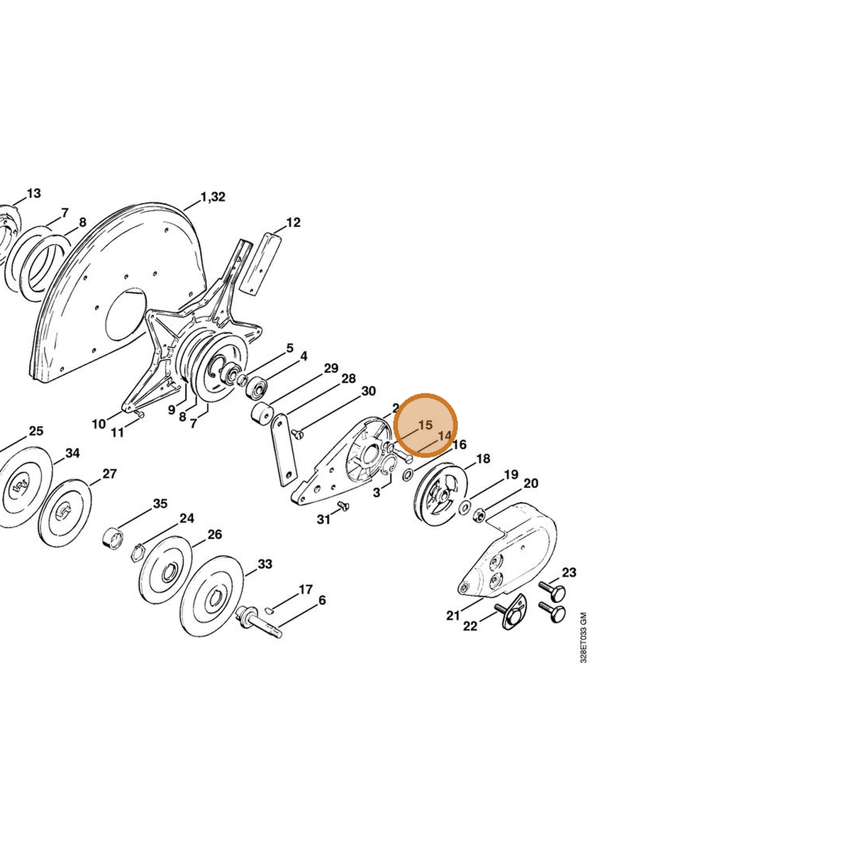 STIHL part 9486-648-1010 — IPL diagram snippet (6x zoom, amber highlight)