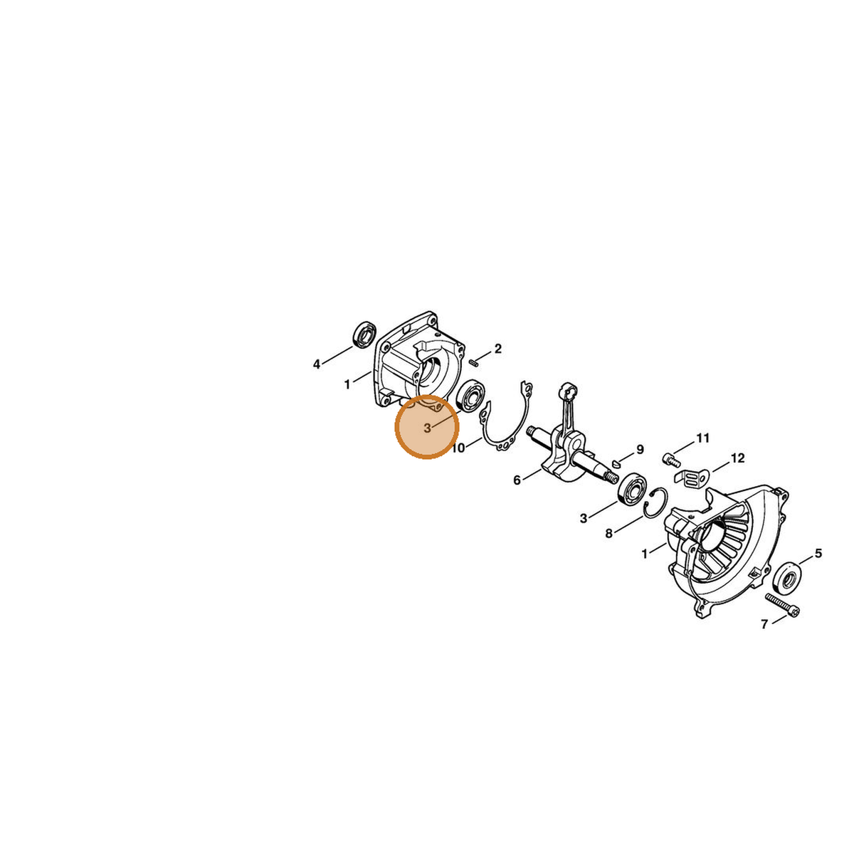 STIHL part 9503-003-0211 — IPL diagram snippet (6x zoom, amber highlight)