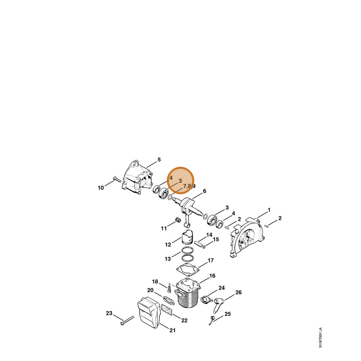 STIHL part 9503-003-0242 — IPL diagram snippet (6x zoom, amber highlight)
