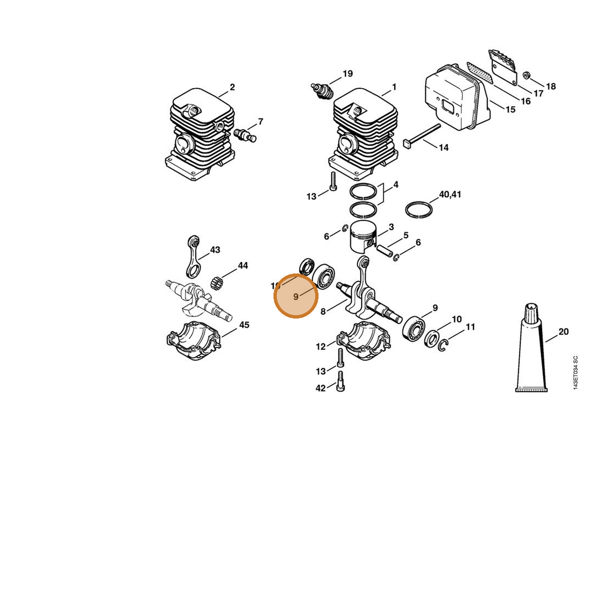 STIHL part 9503-003-0311 — IPL diagram snippet (6x zoom, amber highlight)