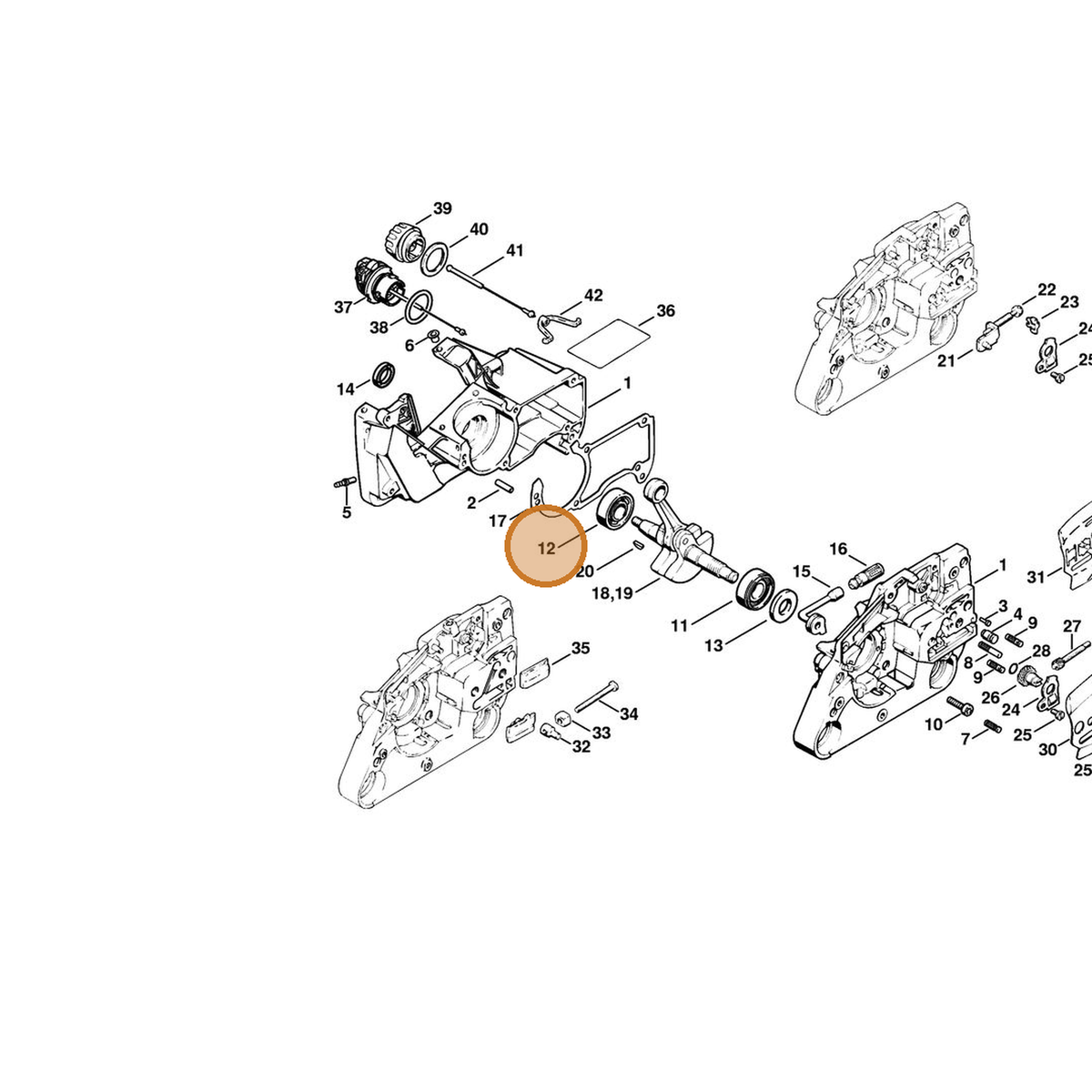 STIHL part 9503-003-0320 — IPL diagram snippet (6x zoom, amber highlight)