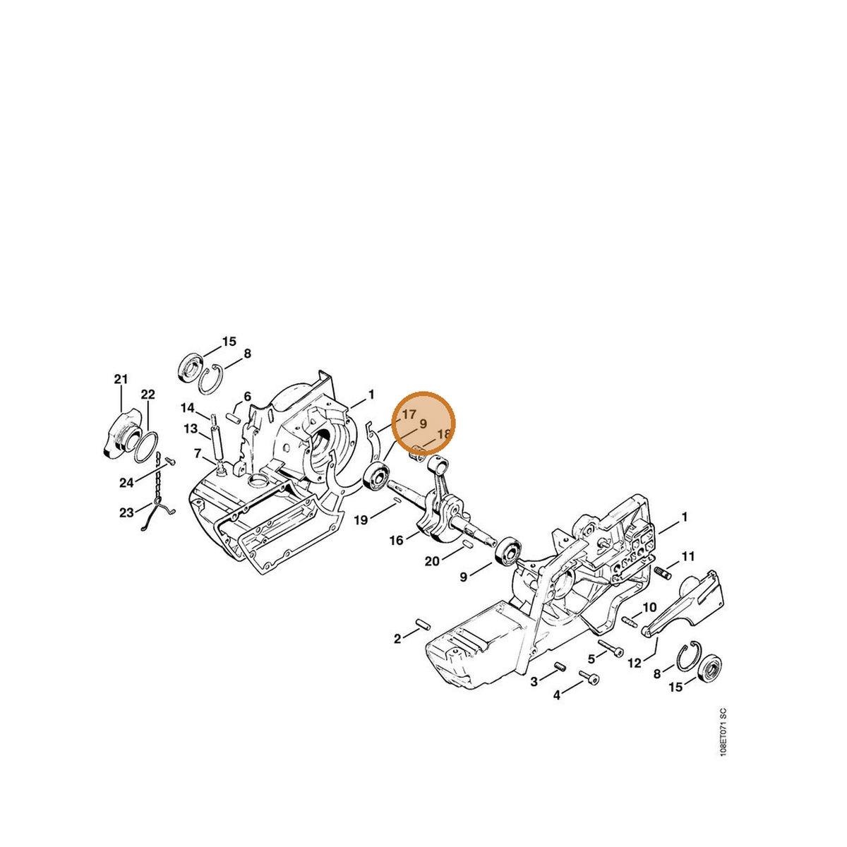 STIHL part 9503-003-0341 — IPL diagram snippet (6x zoom, amber highlight)