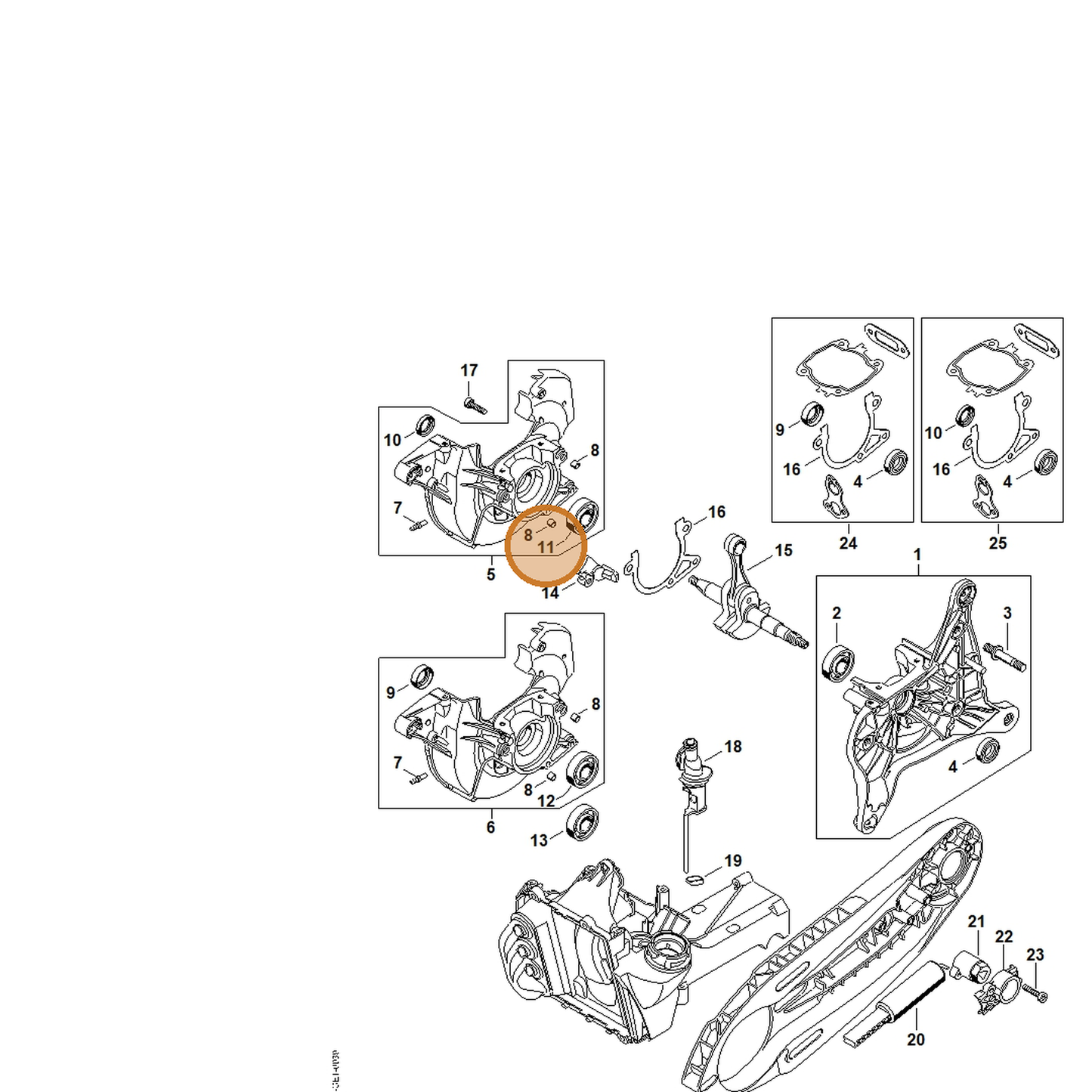 STIHL part 9503-003-0360 — IPL diagram snippet (6x zoom, amber highlight)