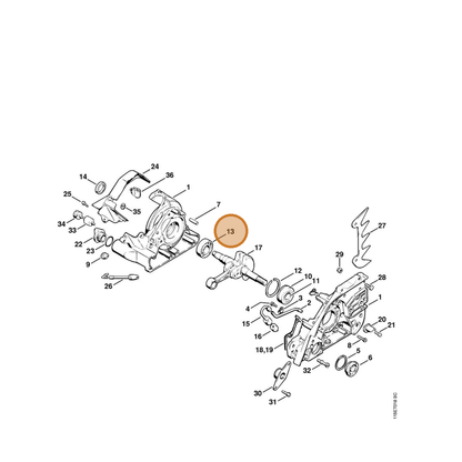 STIHL part 9503-003-0510 — IPL diagram snippet (6x zoom, amber highlight)