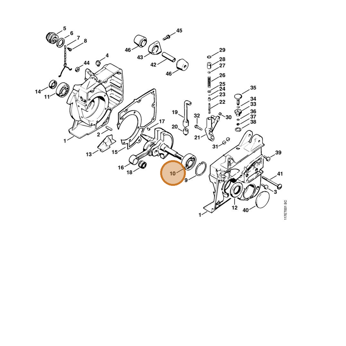 STIHL part 9503-003-0540 — IPL diagram snippet (6x zoom, amber highlight)