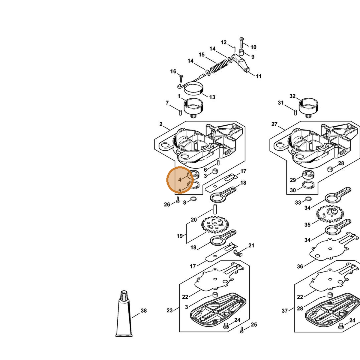 STIHL part 9503-003-5382 — IPL diagram snippet (6x zoom, amber highlight)