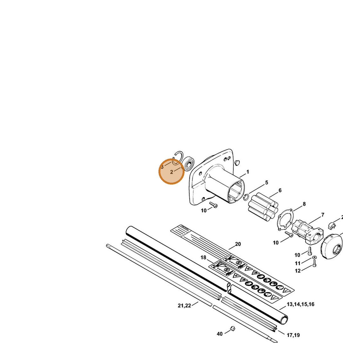 STIHL part 9503-003-6650 — IPL diagram snippet (6x zoom, amber highlight)