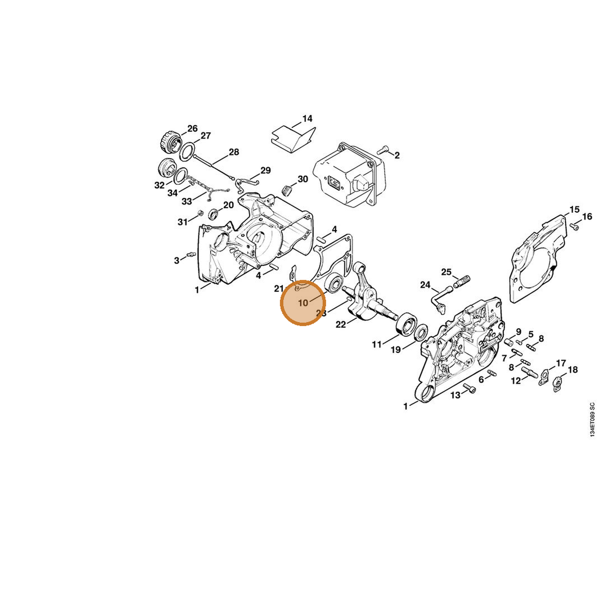 STIHL part 9503-003-6676 — IPL diagram snippet (6x zoom, amber highlight)