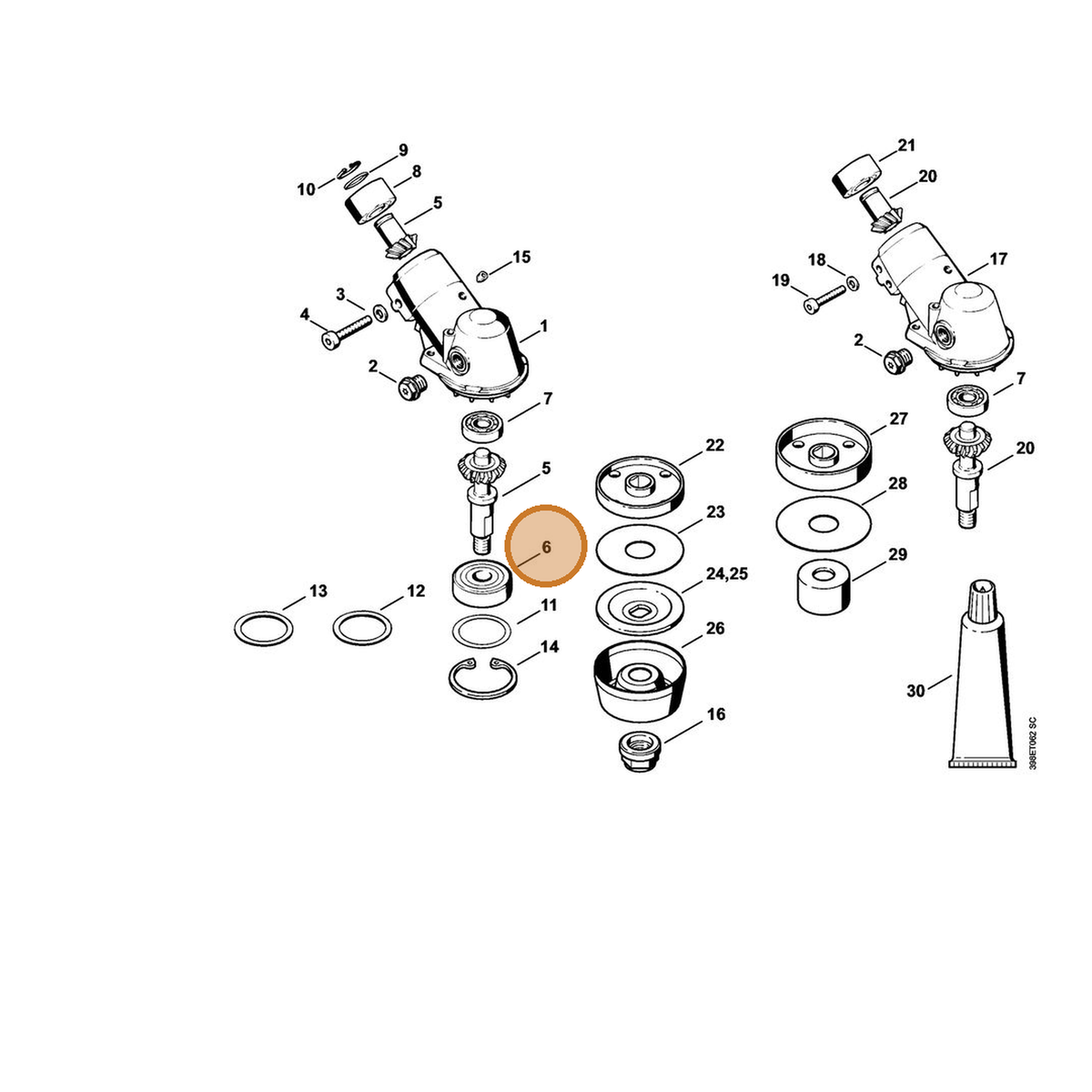 STIHL part 9503-003-8281 — IPL diagram snippet (6x zoom, amber highlight)