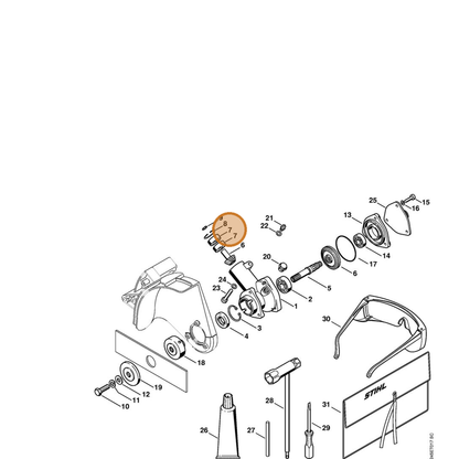 STIHL part 9503-003-9854 — IPL diagram snippet (6x zoom, amber highlight)