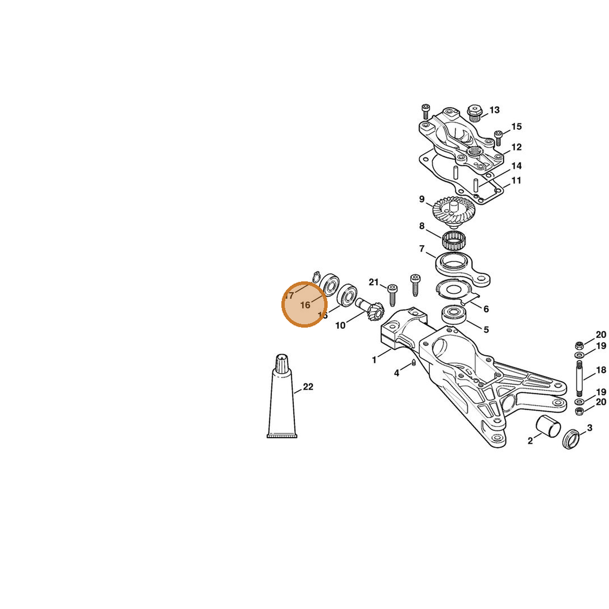 STIHL part 9503-003-9880 — IPL diagram snippet (6x zoom, amber highlight)