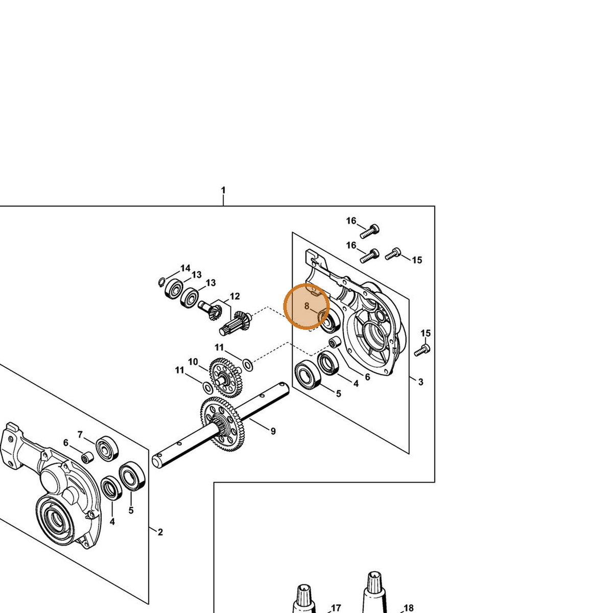 STIHL part 9504-003-0698 — IPL diagram snippet (6x zoom, amber highlight)