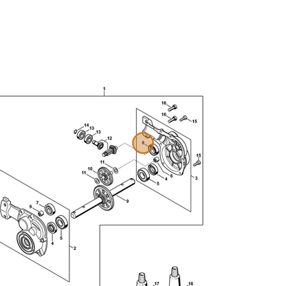 STIHL part 9504-003-0698 — IPL diagram snippet (6x zoom, amber highlight)