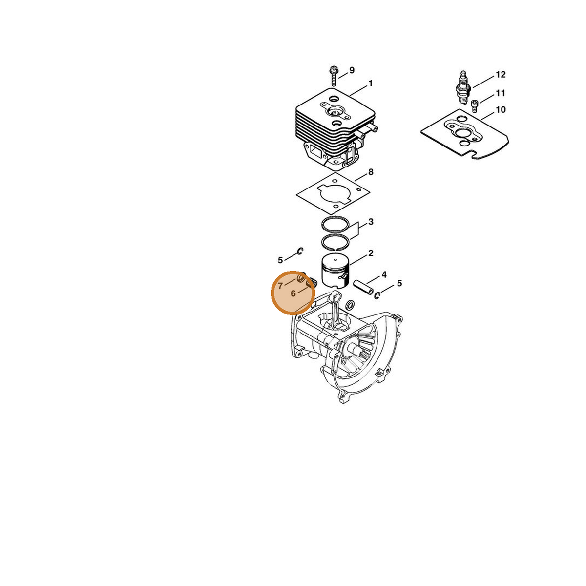 STIHL part 9512-003-1815 — IPL diagram snippet (6x zoom, amber highlight)