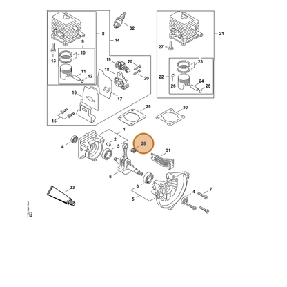 STIHL part 9512-003-1830 — IPL diagram snippet (6x zoom, amber highlight)