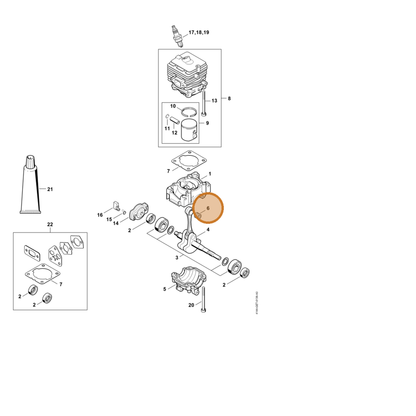 STIHL part 9512-003-1834 — IPL diagram snippet (6x zoom, amber highlight)