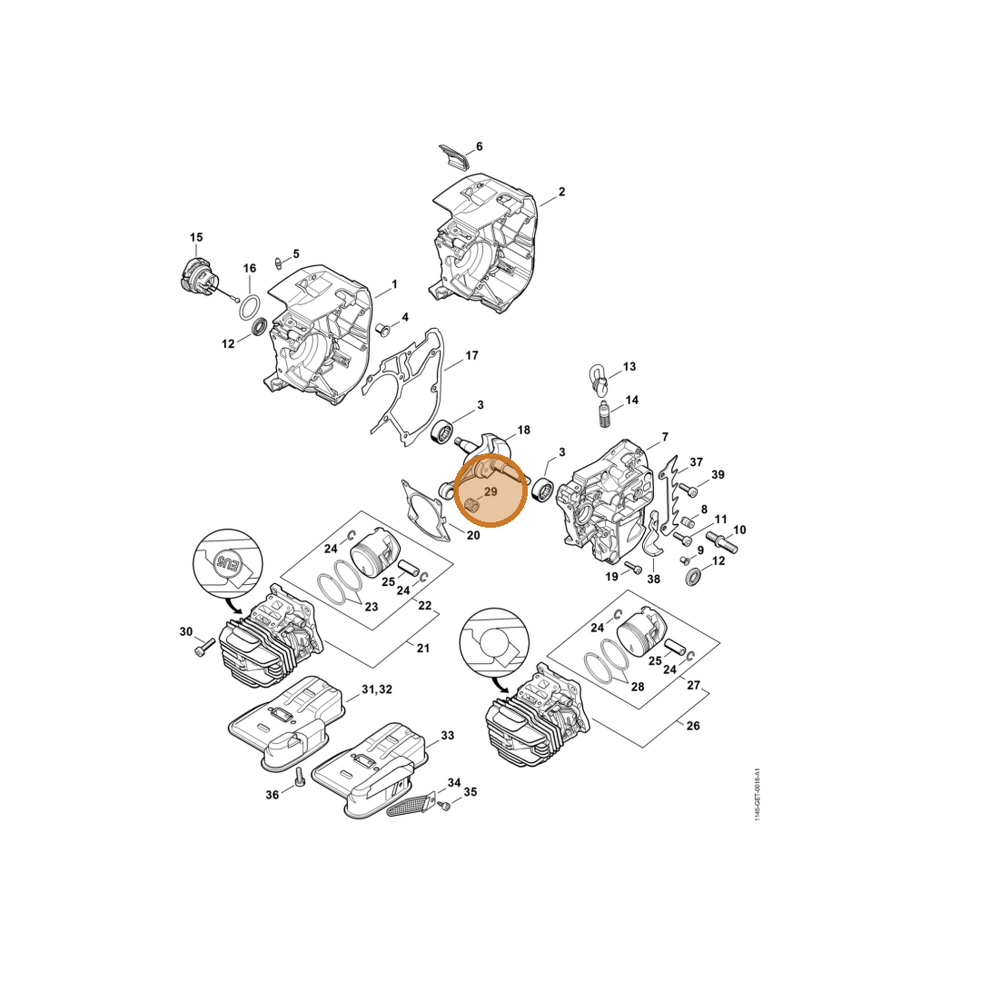 STIHL part 9512-003-2032 — IPL diagram snippet (6x zoom, amber highlight)
