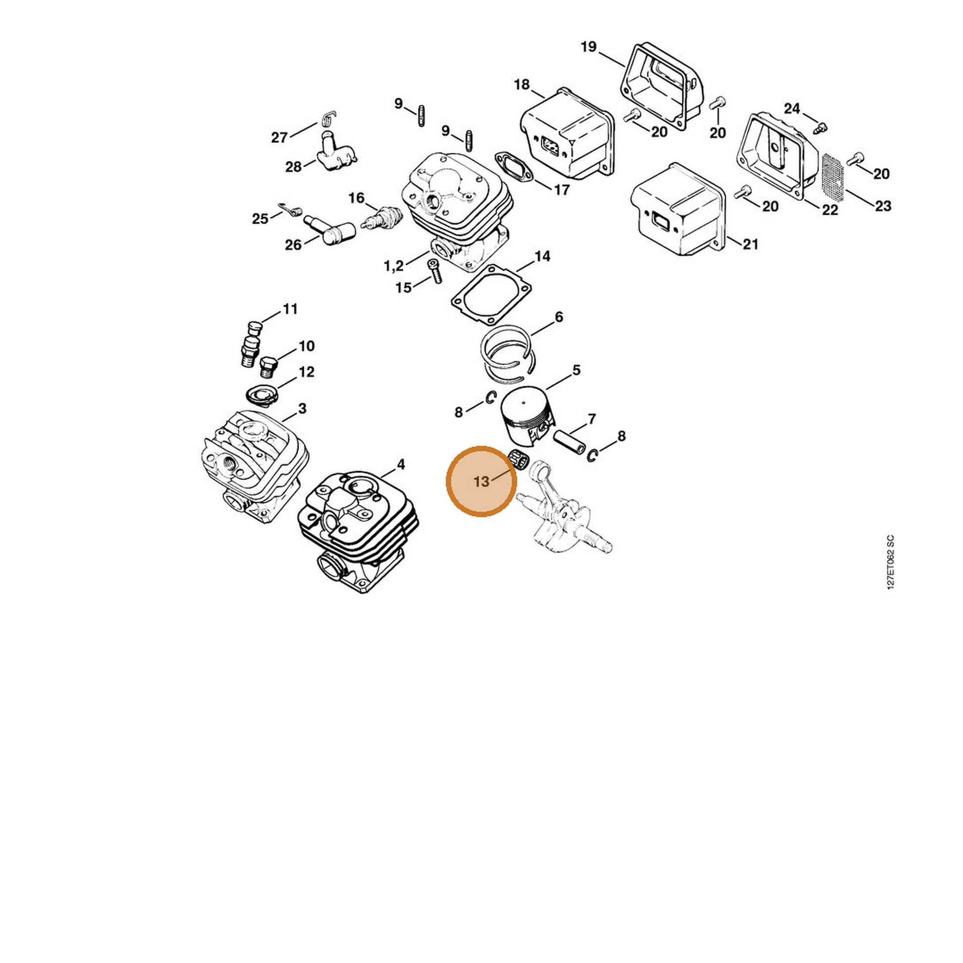 STIHL part 9512-003-2250 — IPL diagram snippet (6x zoom, amber highlight)