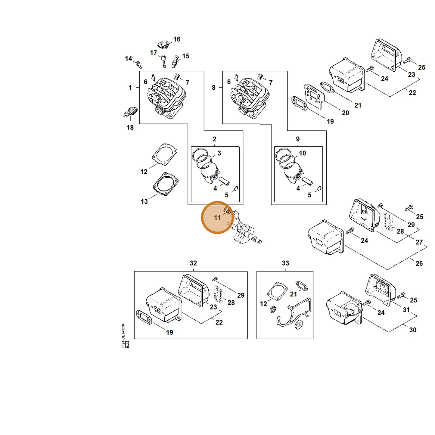 STIHL part 9512-003-2252 — IPL diagram snippet (6x zoom, amber highlight)