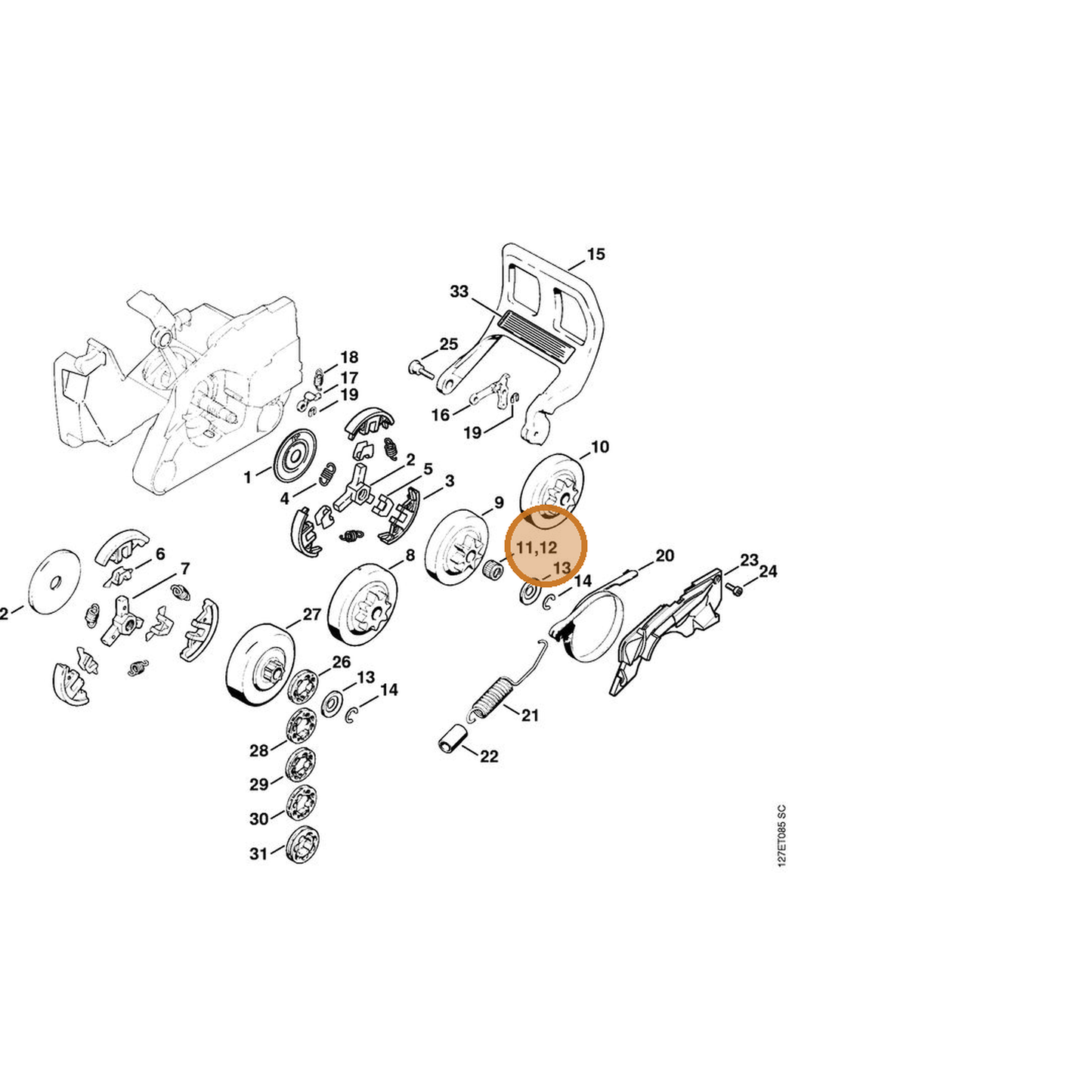 STIHL part 9512-003-2260 — IPL diagram snippet (6x zoom, amber highlight)