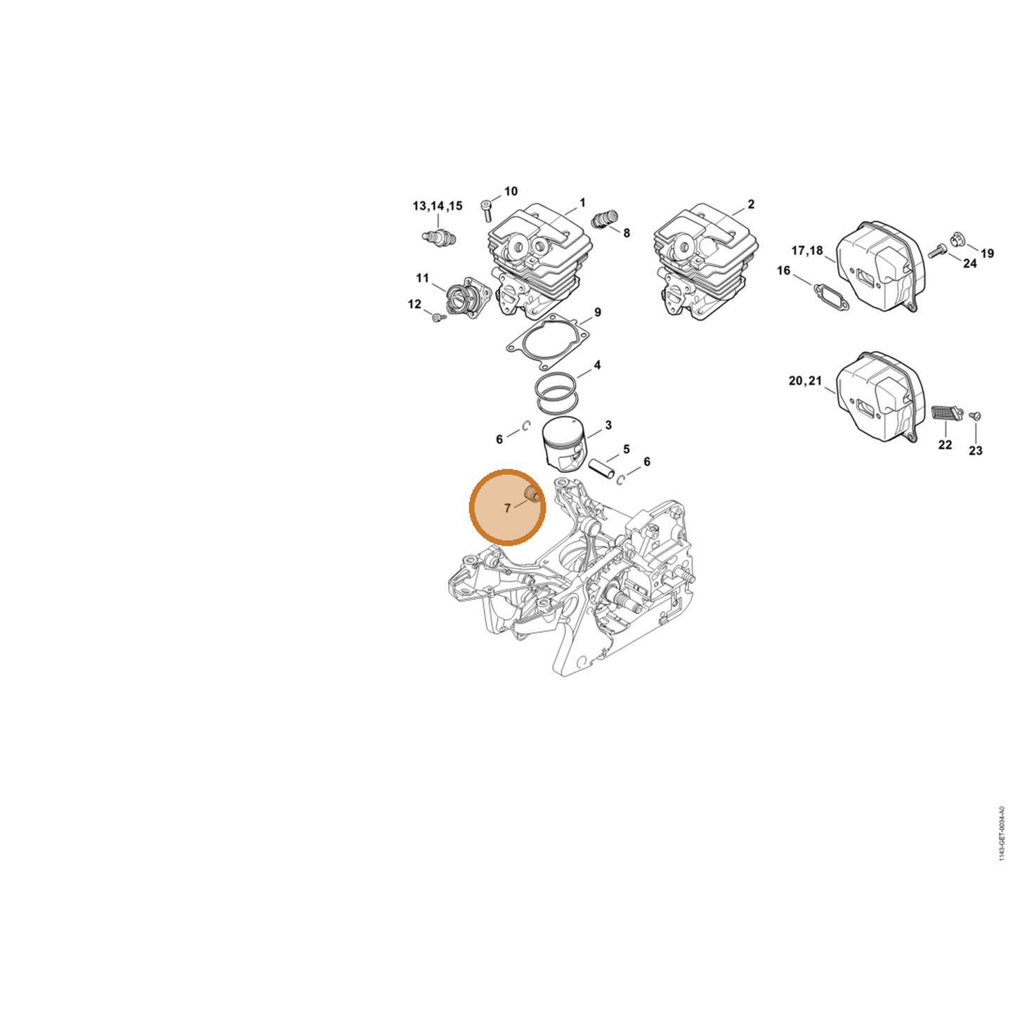 STIHL part 9512-003-2331 — IPL diagram snippet (6x zoom, amber highlight)
