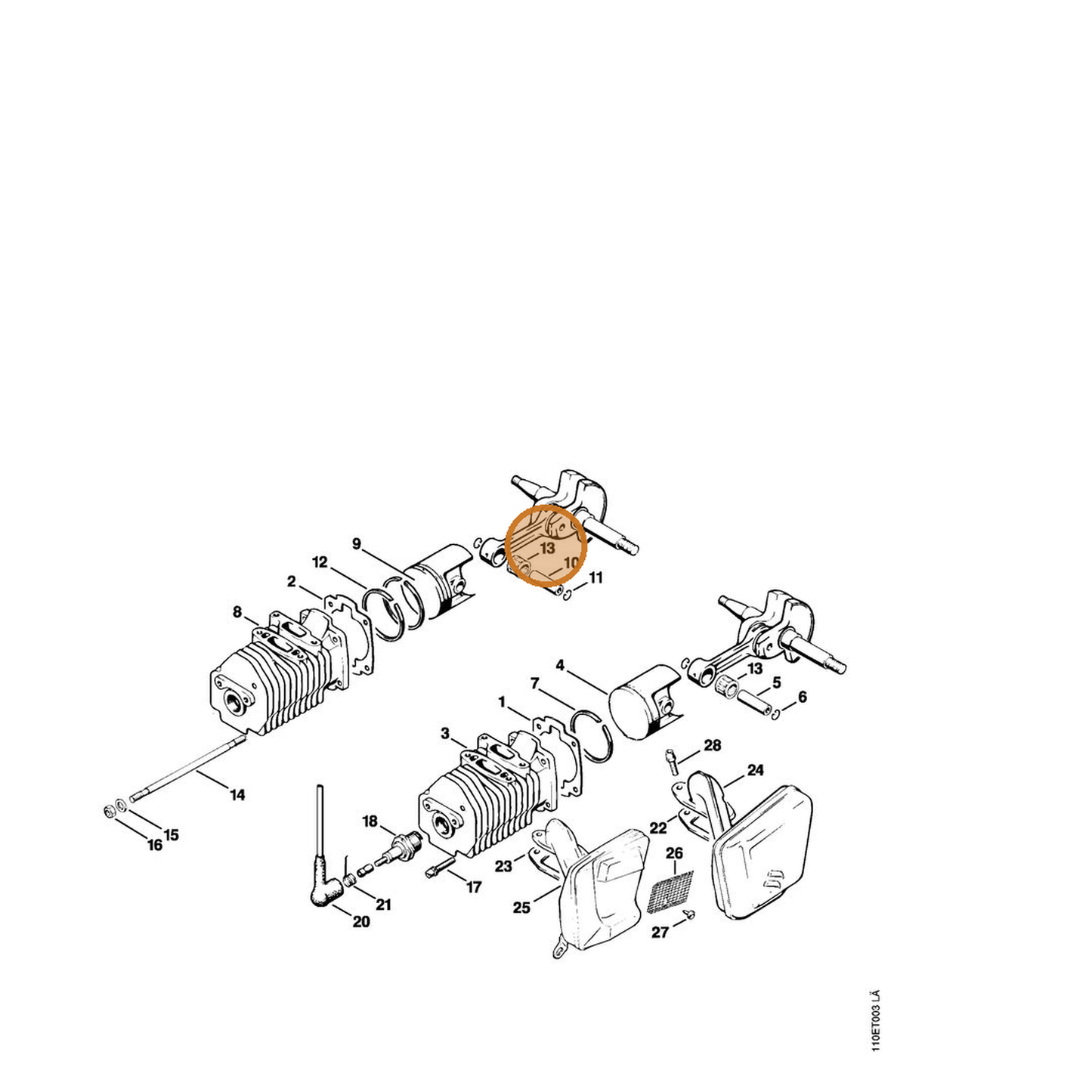 STIHL part 9512-003-2340 — IPL diagram snippet (6x zoom, amber highlight)