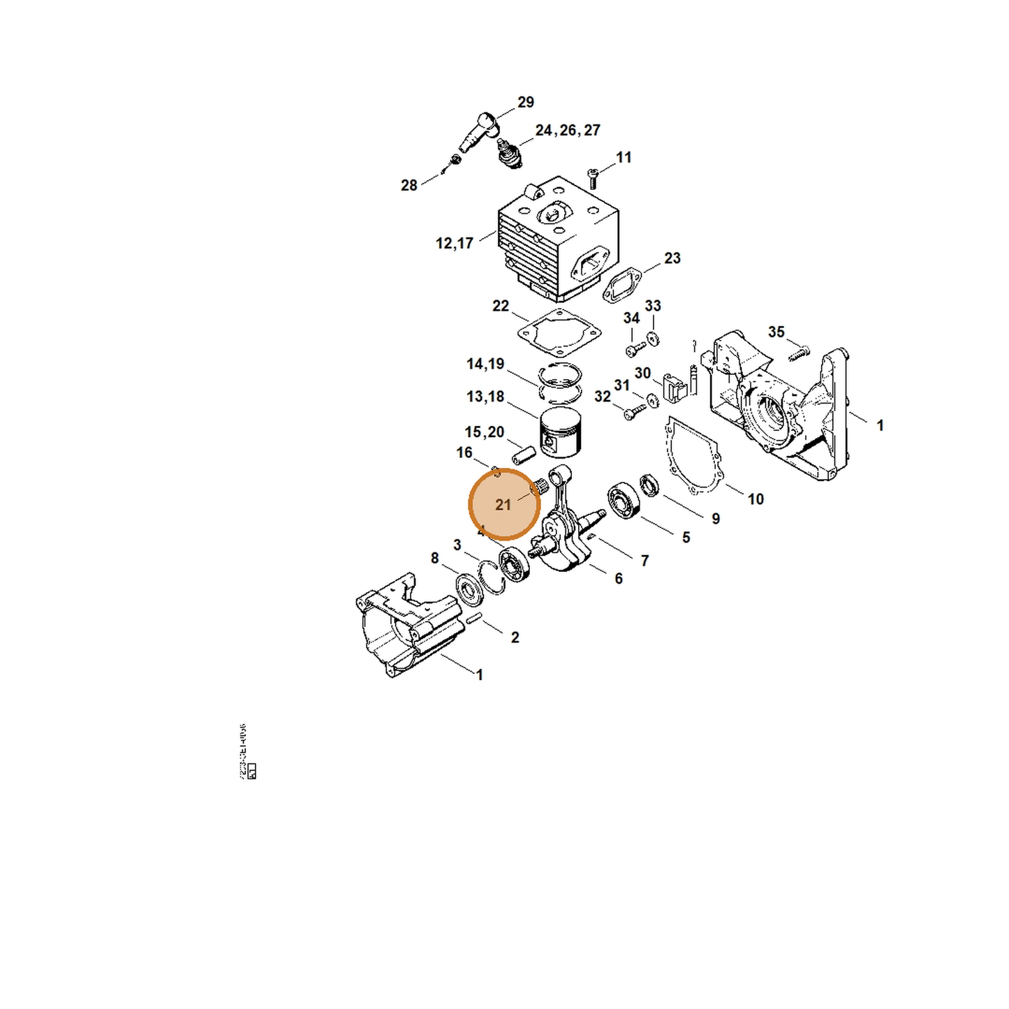 STIHL part 9512-003-2344 — IPL diagram snippet (6x zoom, amber highlight)