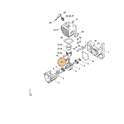 STIHL part 9512-003-2344 — IPL diagram snippet (6x zoom, amber highlight)