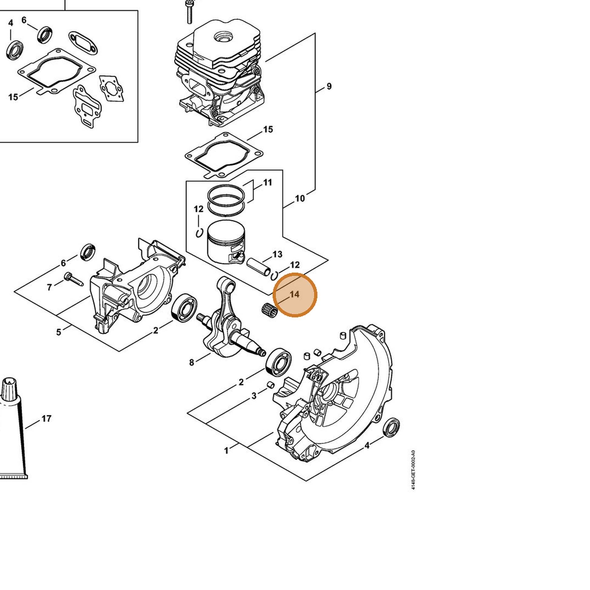 STIHL part 9512-003-2347 — IPL diagram snippet (6x zoom, amber highlight)