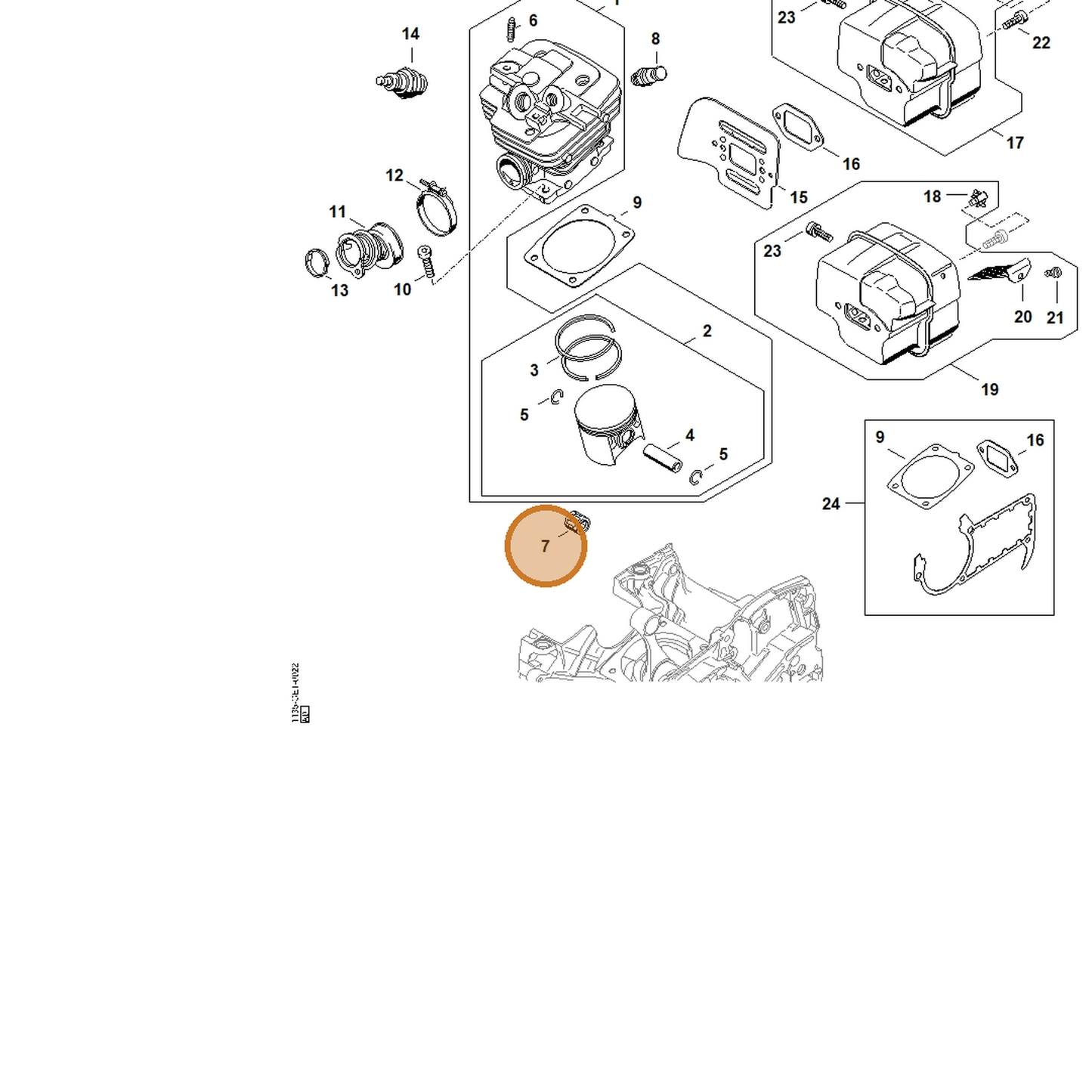 STIHL part 9512-003-2348 — IPL diagram snippet (6x zoom, amber highlight)