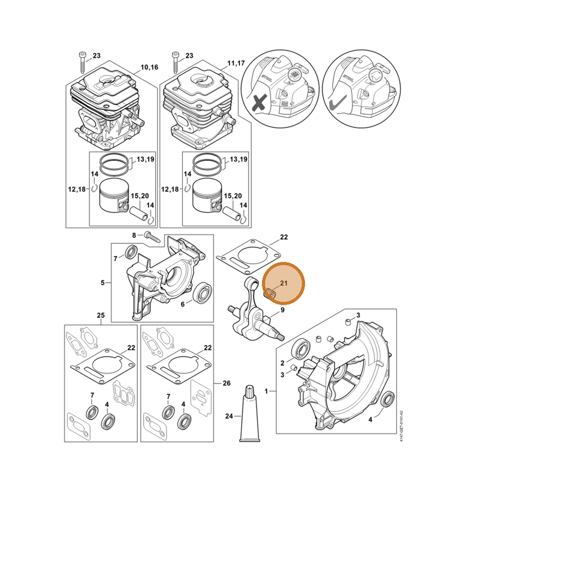 STIHL part 9512-003-2349 — IPL diagram snippet (6x zoom, amber highlight)
