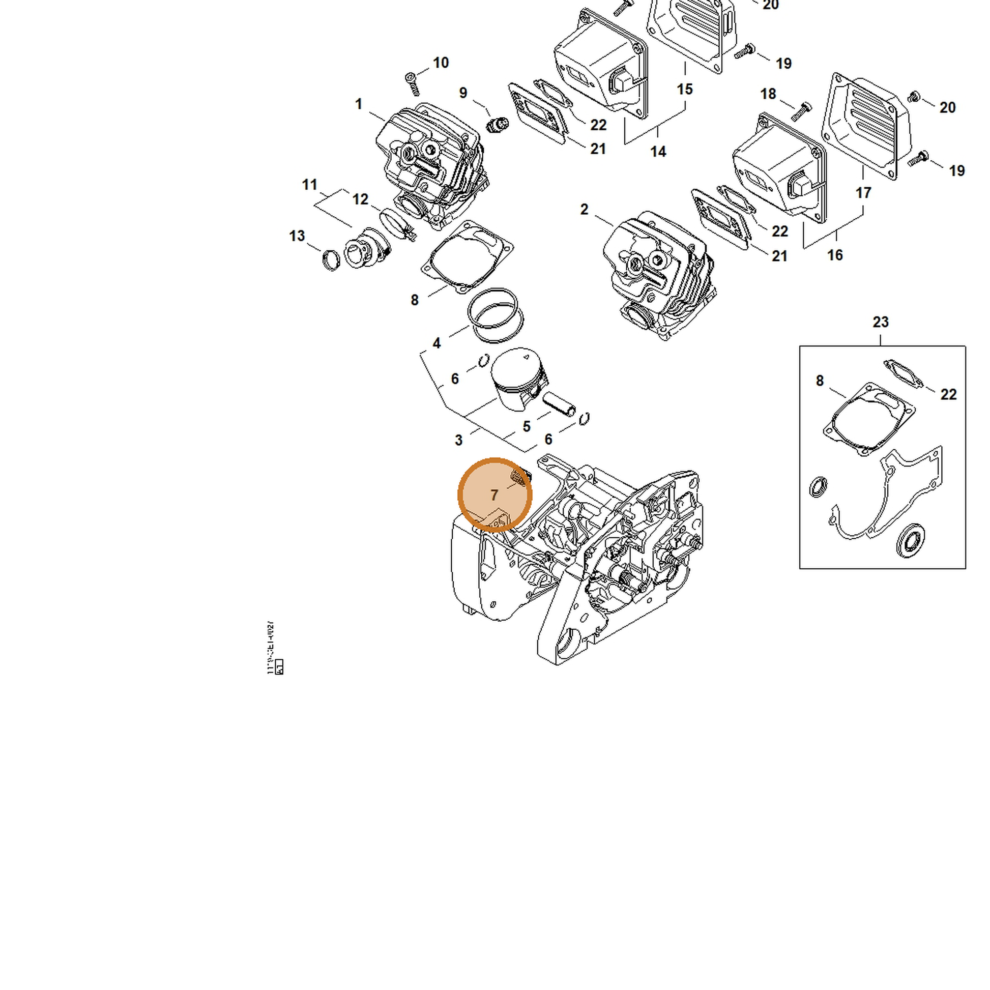 STIHL part 9512-003-3062 — IPL diagram snippet (6x zoom, amber highlight)