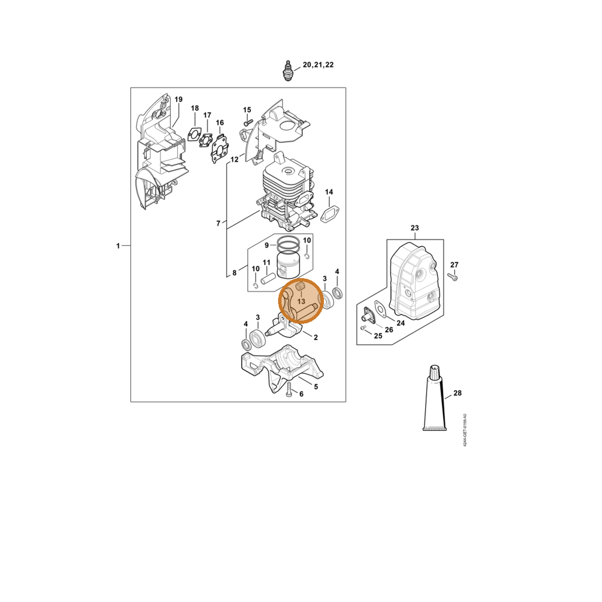 STIHL part 9512-003-3141 — IPL diagram snippet (6x zoom, amber highlight)