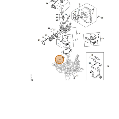 STIHL part 9512-003-3142 — IPL diagram snippet (6x zoom, amber highlight)