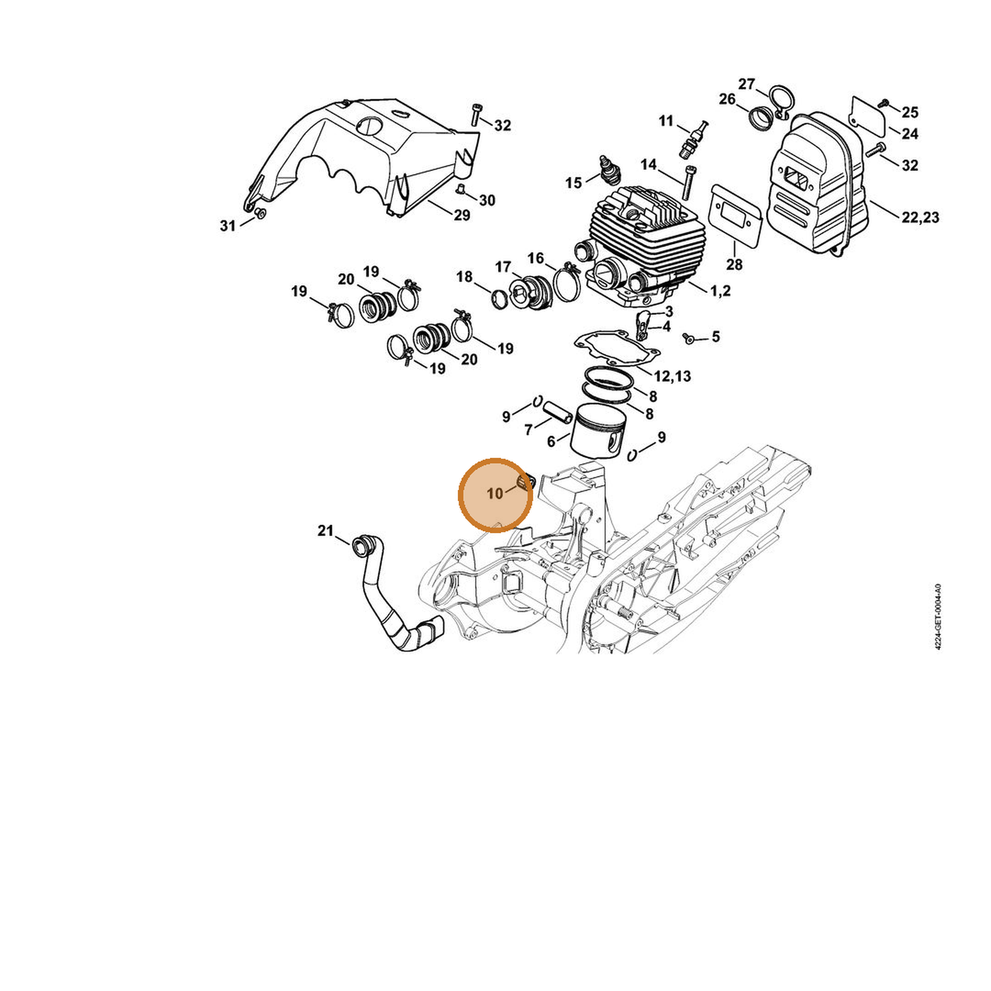 STIHL part 9512-003-3283 — IPL diagram snippet (6x zoom, amber highlight)