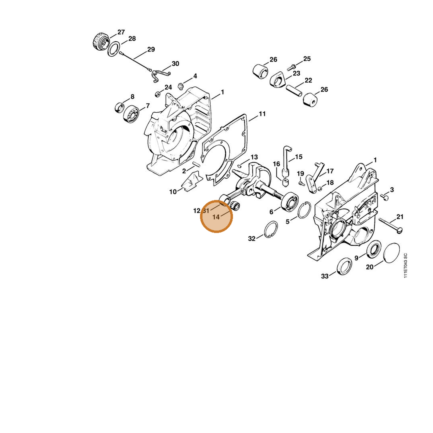STIHL part 9512-003-3440 — IPL diagram snippet (6x zoom, amber highlight)
