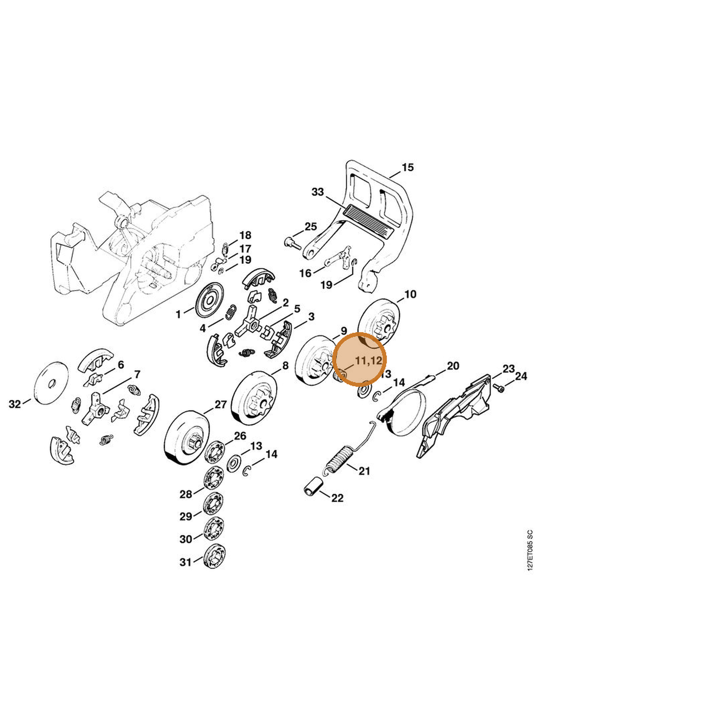 STIHL part 9512-933-2260 — IPL diagram snippet (6x zoom, amber highlight)