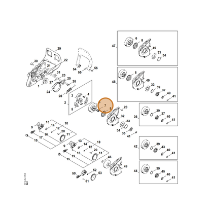 STIHL part 9512-933-2370 — IPL diagram snippet (6x zoom, amber highlight)