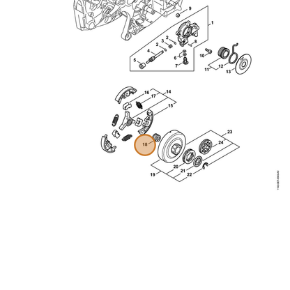 STIHL part 9512-933-2379 — IPL diagram snippet (6x zoom, amber highlight)
