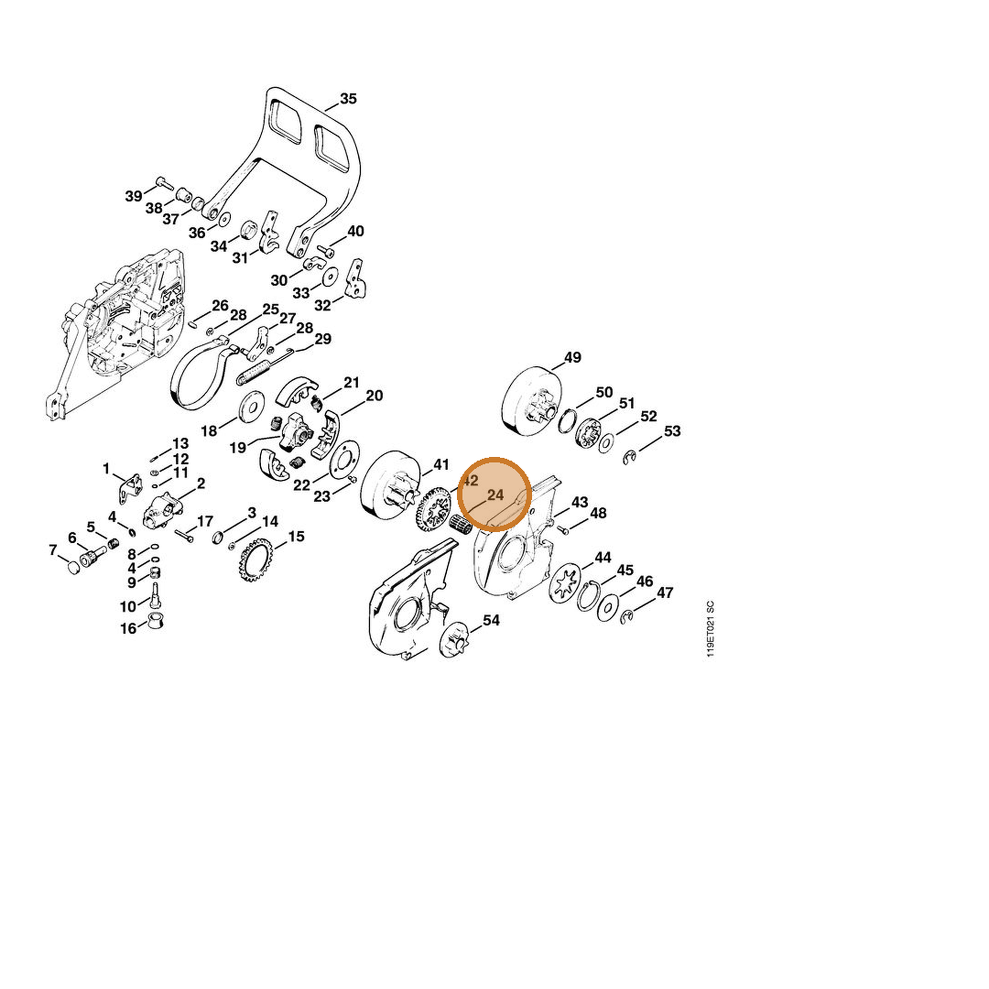 STIHL part 9512-933-3150 — IPL diagram snippet (6x zoom, amber highlight)