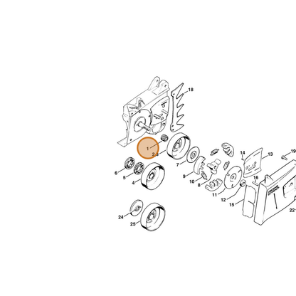 STIHL part 9512-933-3800 — IPL diagram snippet (6x zoom, amber highlight)