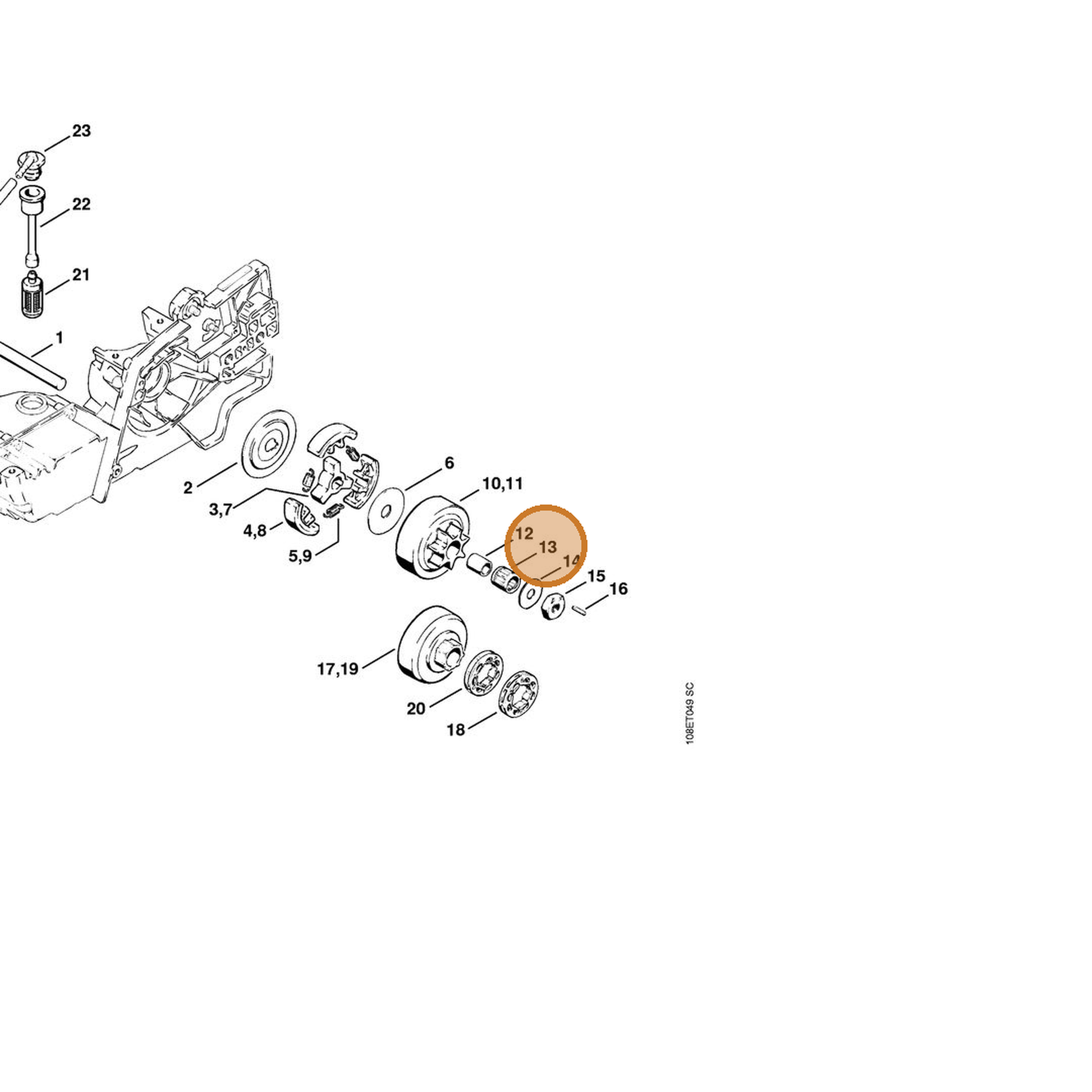 STIHL part 9512-933-4030 — IPL diagram snippet (6x zoom, amber highlight)