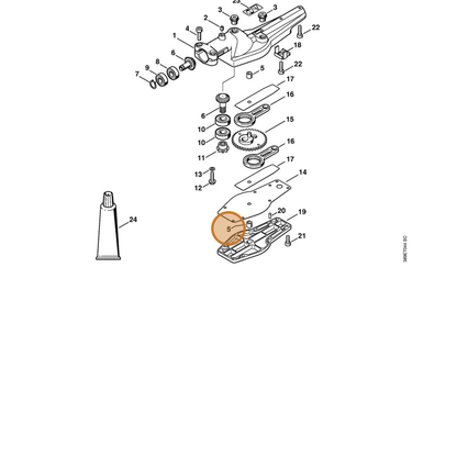 STIHL part 9513-003-1570 — IPL diagram snippet (6x zoom, amber highlight)