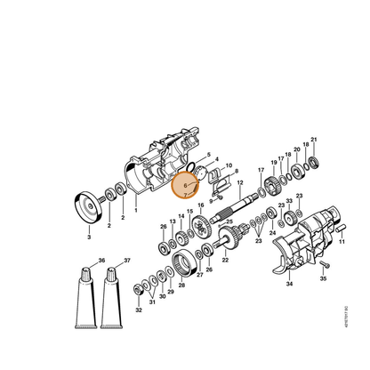 STIHL part 9516-003-2020 — IPL diagram snippet (6x zoom, amber highlight)