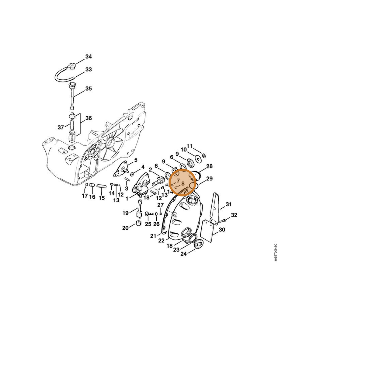 STIHL part 9517-003-5090 — IPL diagram snippet (6x zoom, amber highlight)