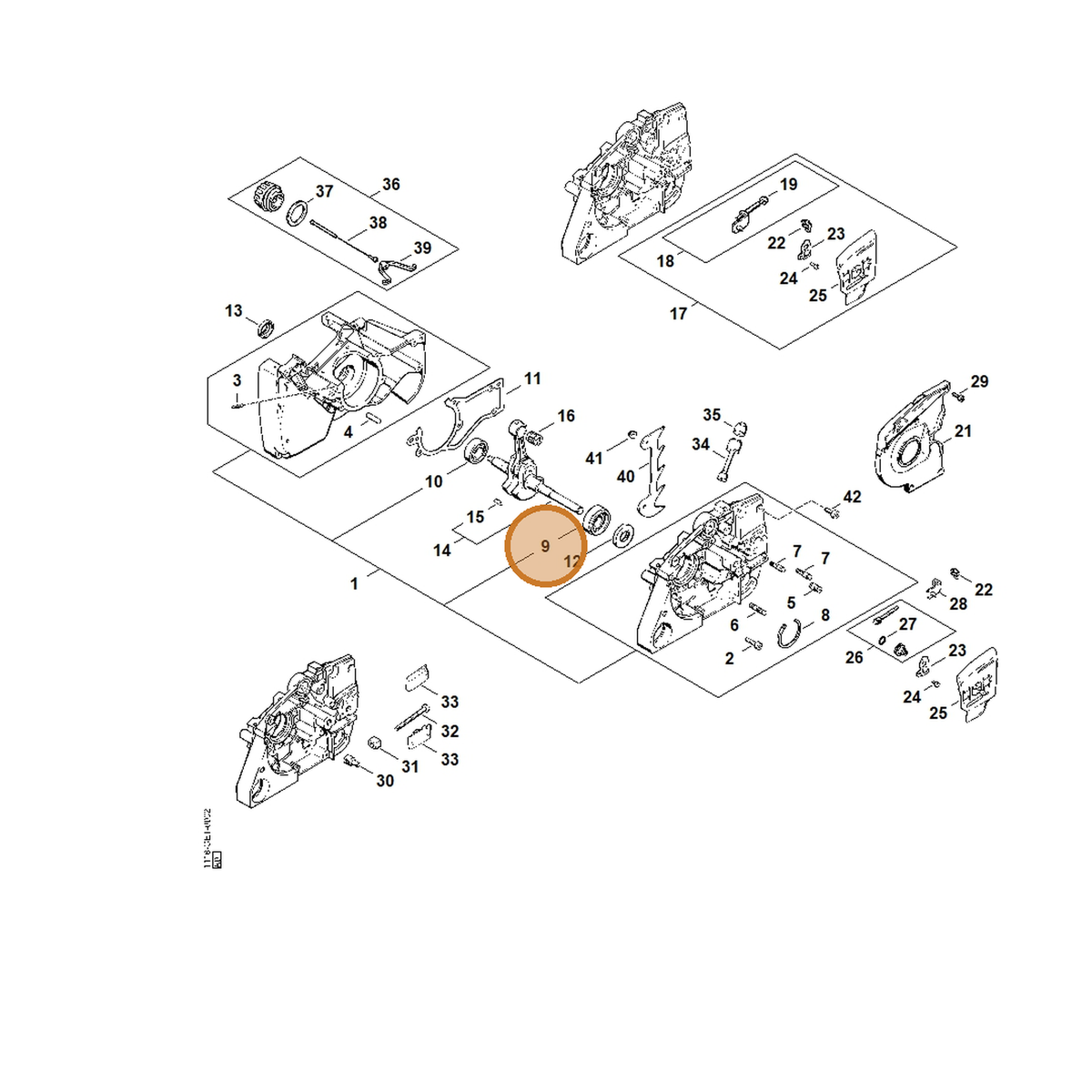 STIHL part 9523-003-4260 — IPL diagram snippet (6x zoom, amber highlight)