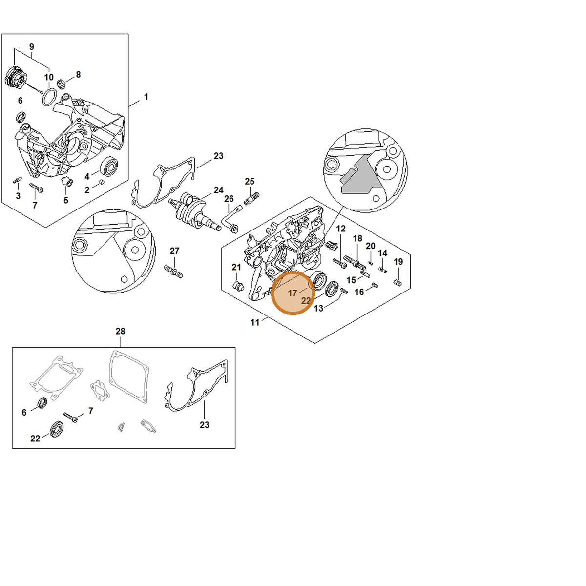 STIHL part 9523-003-4282 — IPL diagram snippet (6x zoom, amber highlight)