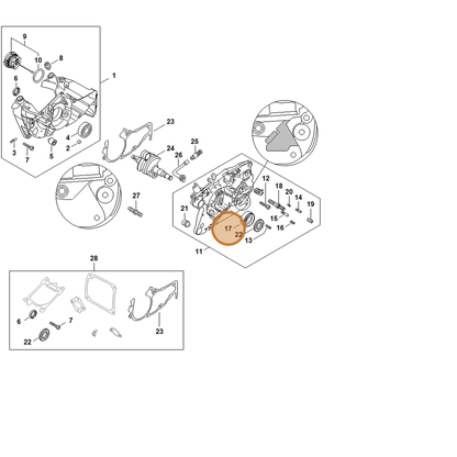 STIHL part 9523-003-4282 — IPL diagram snippet (6x zoom, amber highlight)