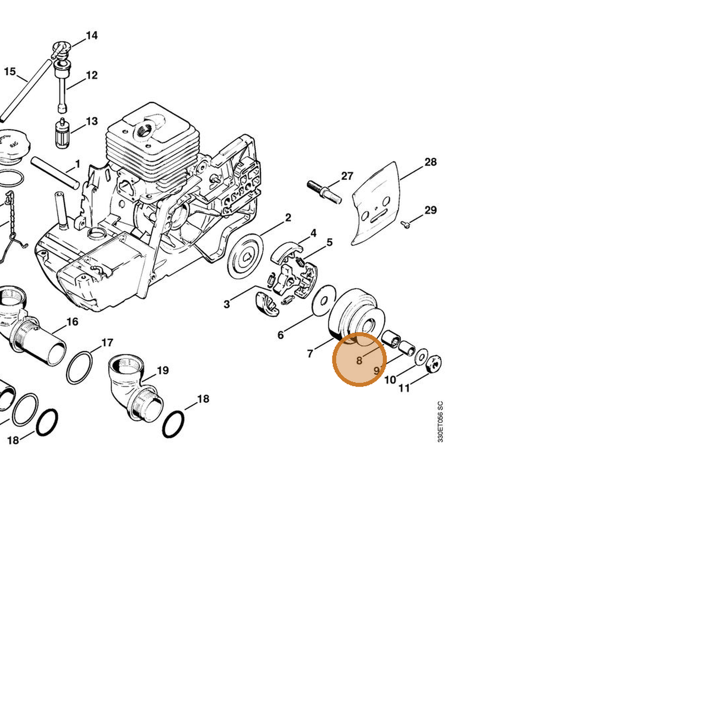 STIHL part 9529-003-4181 — IPL diagram snippet (6x zoom, amber highlight)