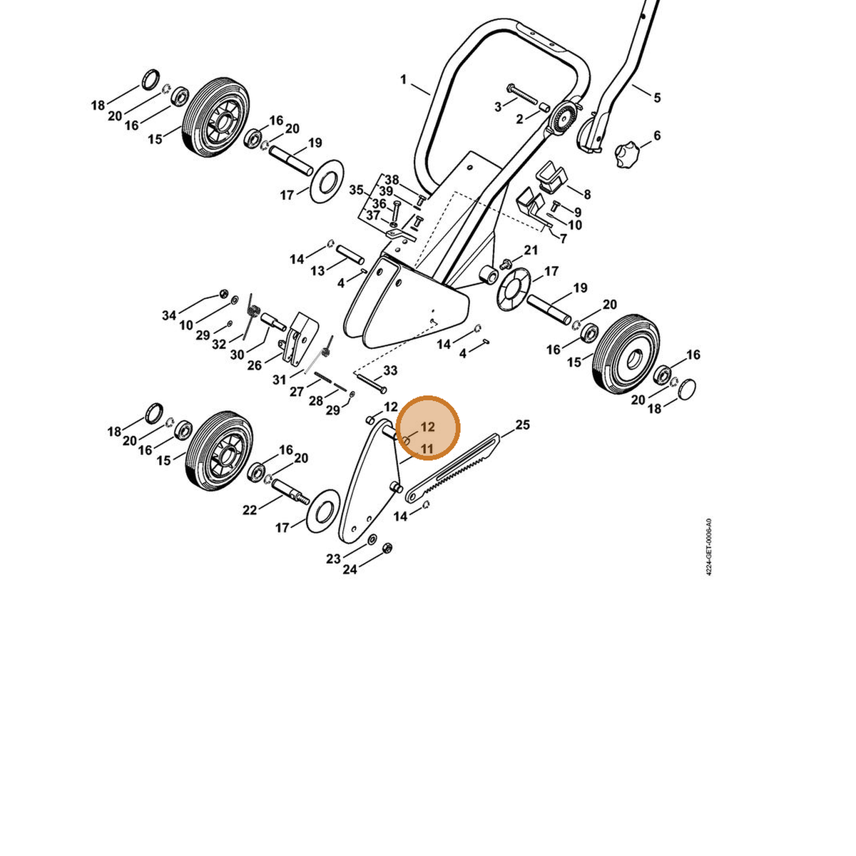 STIHL part 9533-003-9076 — IPL diagram snippet (6x zoom, amber highlight)